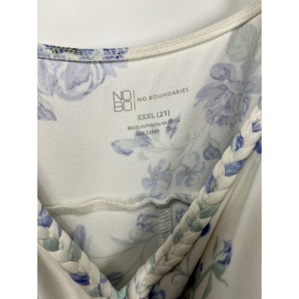 No Boundaries Women XXXL 21 Crochet Waist Floral Sundress Blue White Mini NWT - Picture 5 of 8